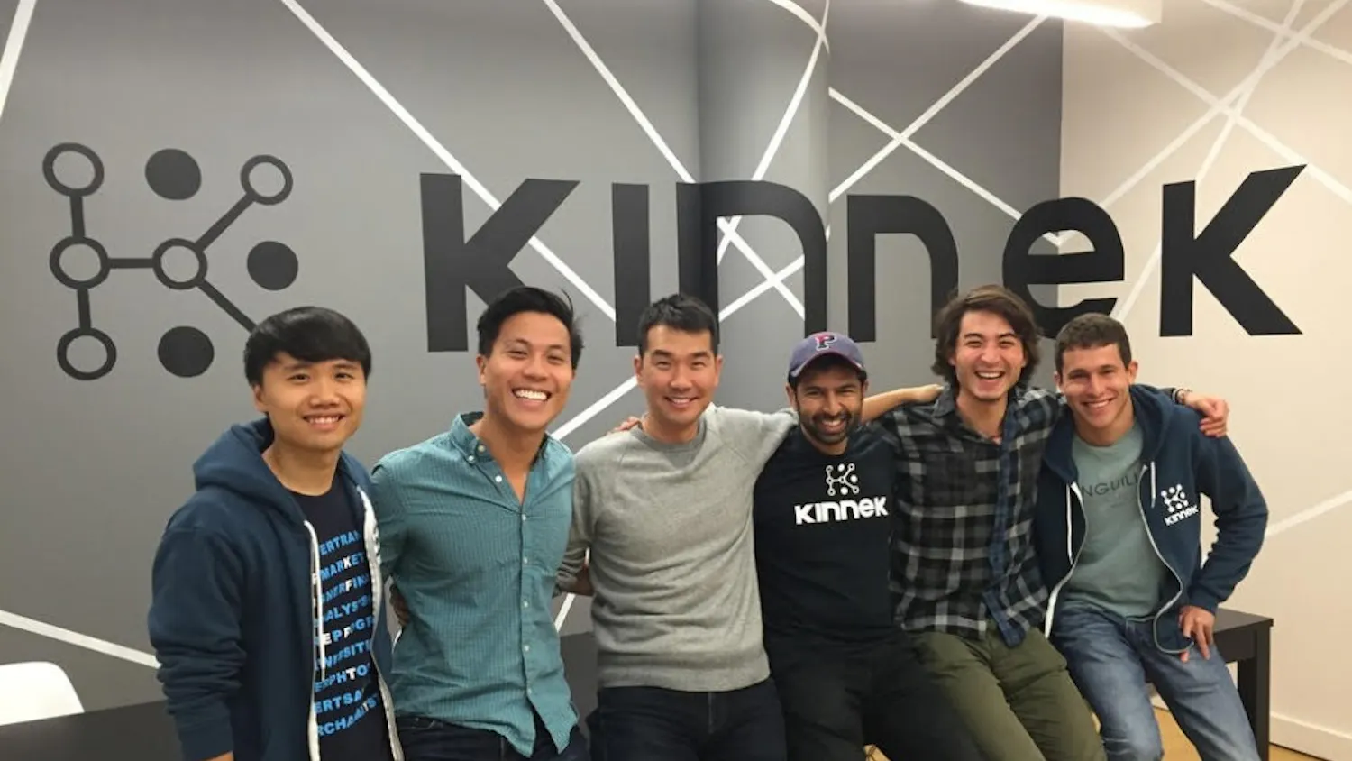Kinnek startup team members from left to right: Wharton/SEAS alumnus Kel Huang, Wharton alumnus Charles Pan, College alumnus Andy Choi, Wharton/SEAS alumnus Karthik Sridharan, College alumnus Ben Watkins, and College alumnus Jeremy Kreitman.