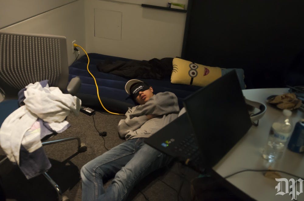 Some coders spent the night in Levine Hall. The venue was prepared with air mattresses, and students brought their own pillows and blankets.