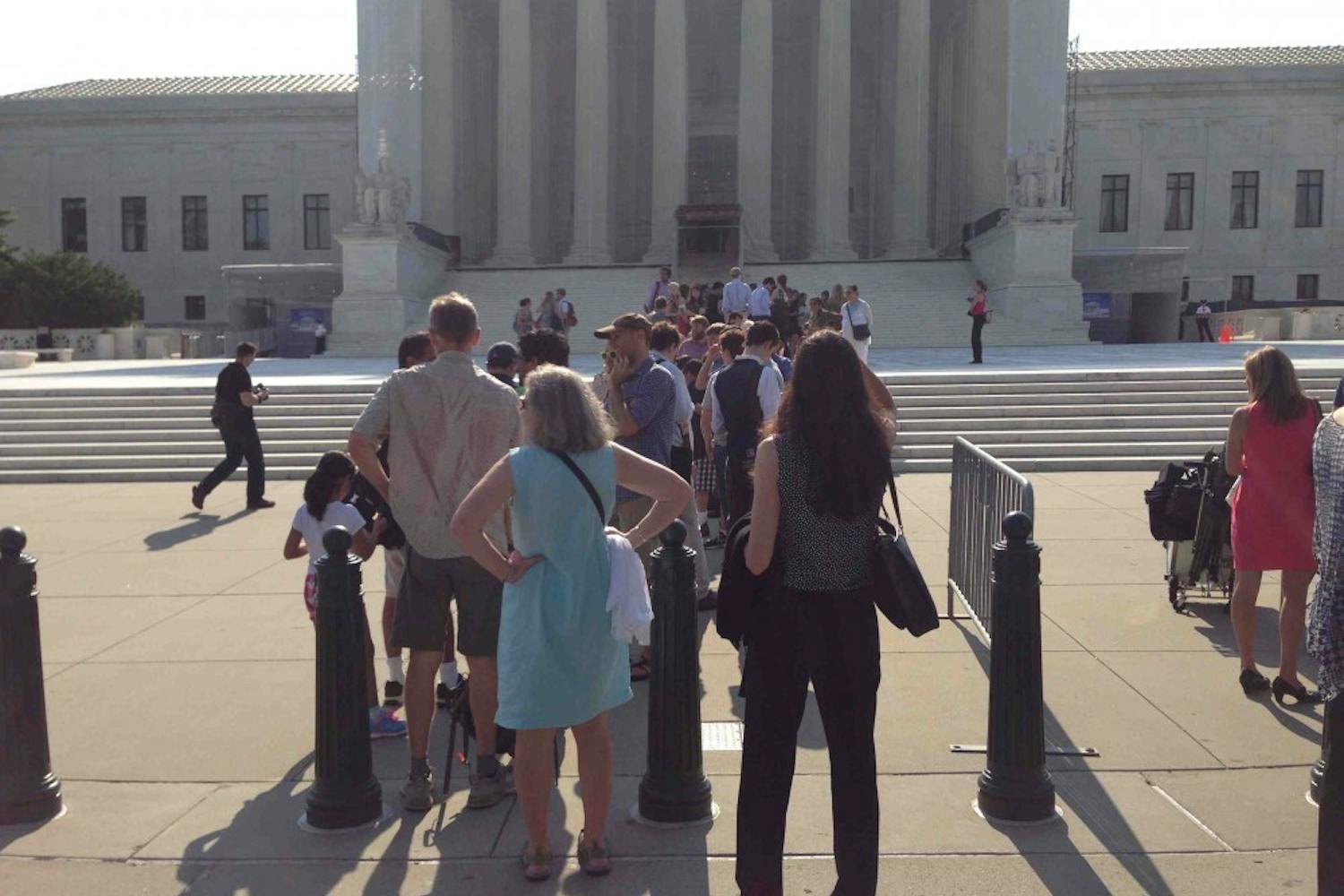 People gathered in front of the United States Supreme Court in anticipation of the decisions it would announce on Monday, one of which turned out to be Fisher v. University of Texas at Austin — a case dealing with the constitutionality of affirmative action.