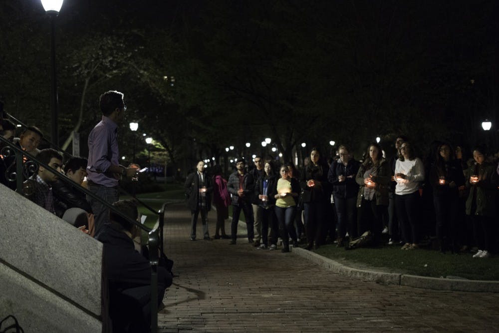 A vigil was held on Monday night on College Green, mourning the loss of Wharton junior Olivia Kong. 