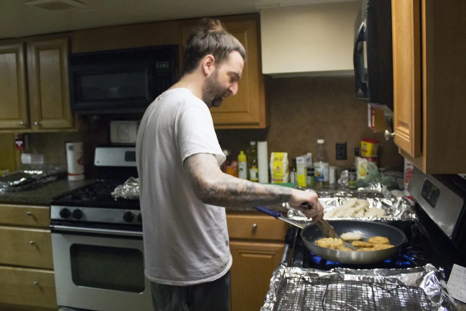 Chef Peter Tarantelli cooks meals in-house for Penn's Alpha Phi and Sigma Alpha Mu chapters.