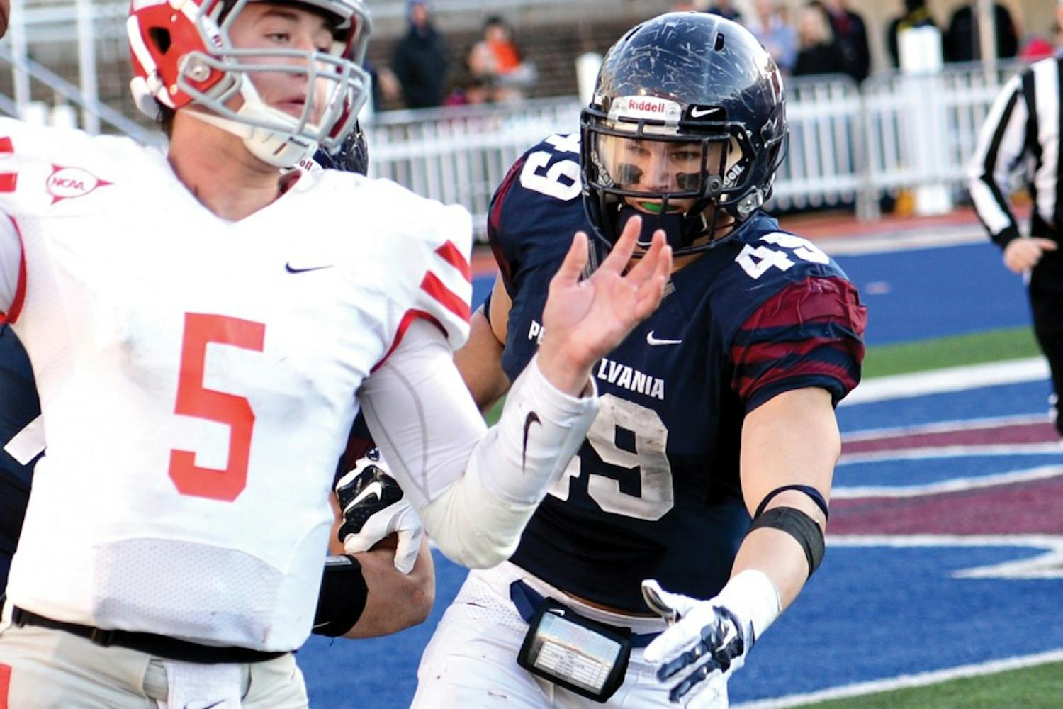 Senior linebacker Tyler Drake was a force to be reckoned with for Penn's defense. The senior finished the season leading the Ivy League in sacks (8.5), tackles for a loss (12.5) and forced fumbles (4). 