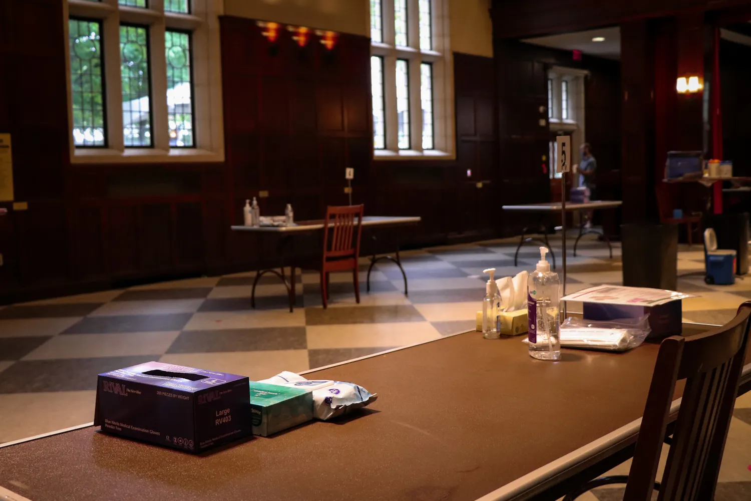 COVID-19 Coronavirus Testing Site Houston Hall of Flags Tissue Hand Sanitizer Work Station.jpg