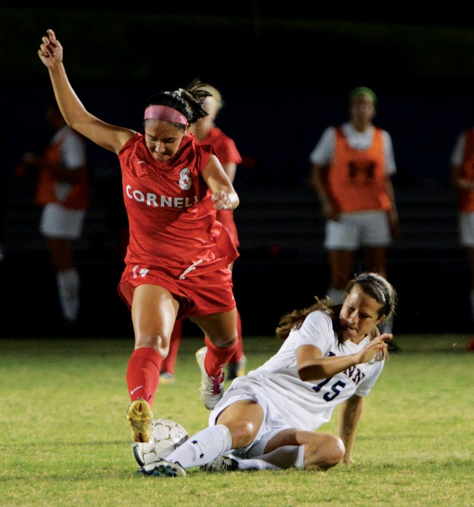 Penn women's soccer defeats Cornell 1-0. The winning goal was scored on a penalty kick.