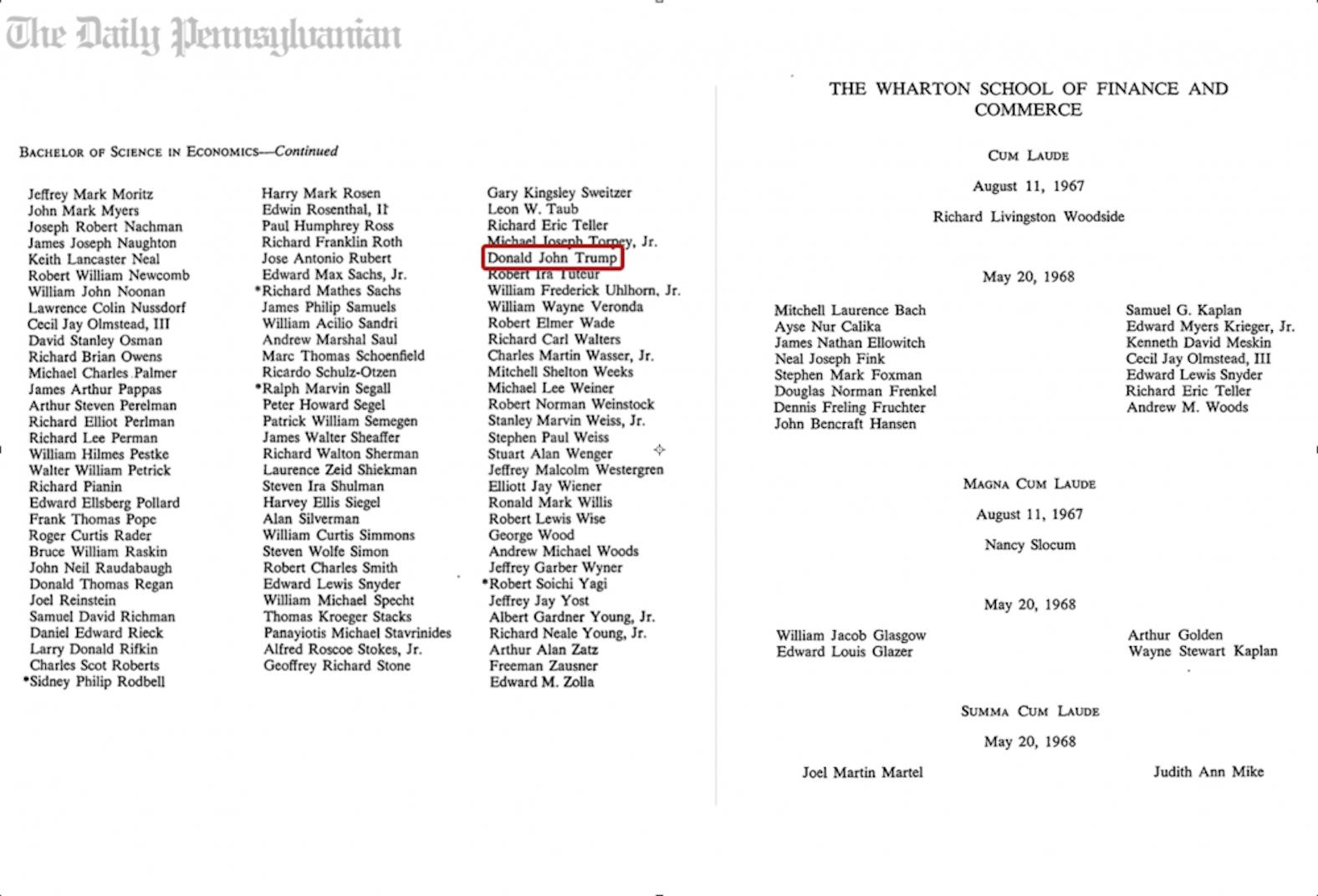 Trump Commencement Program