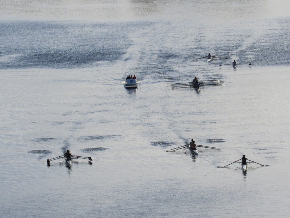 Crew teams practiced on the Schuylkill.