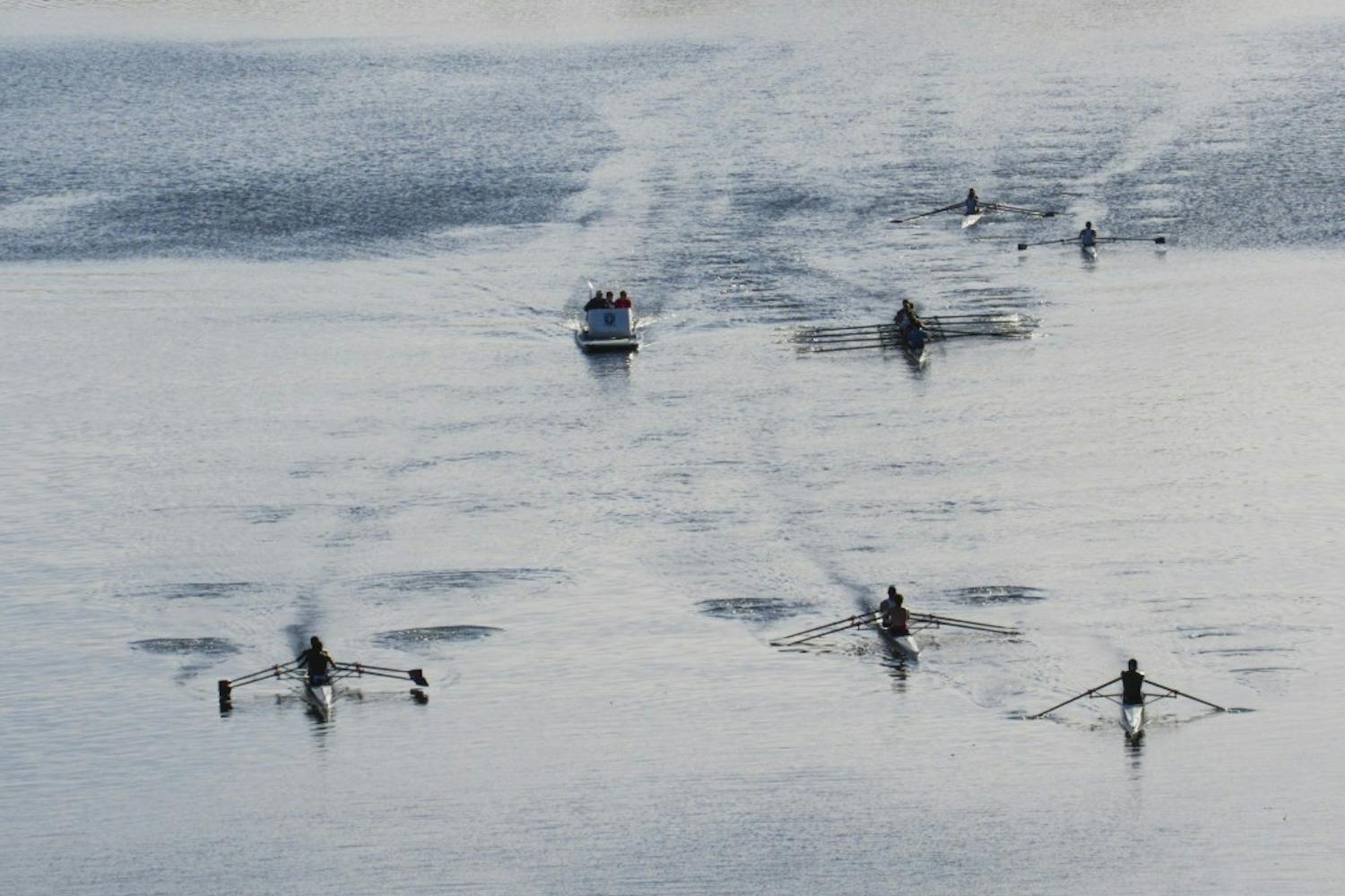 Crew teams practiced on the Schuylkill.