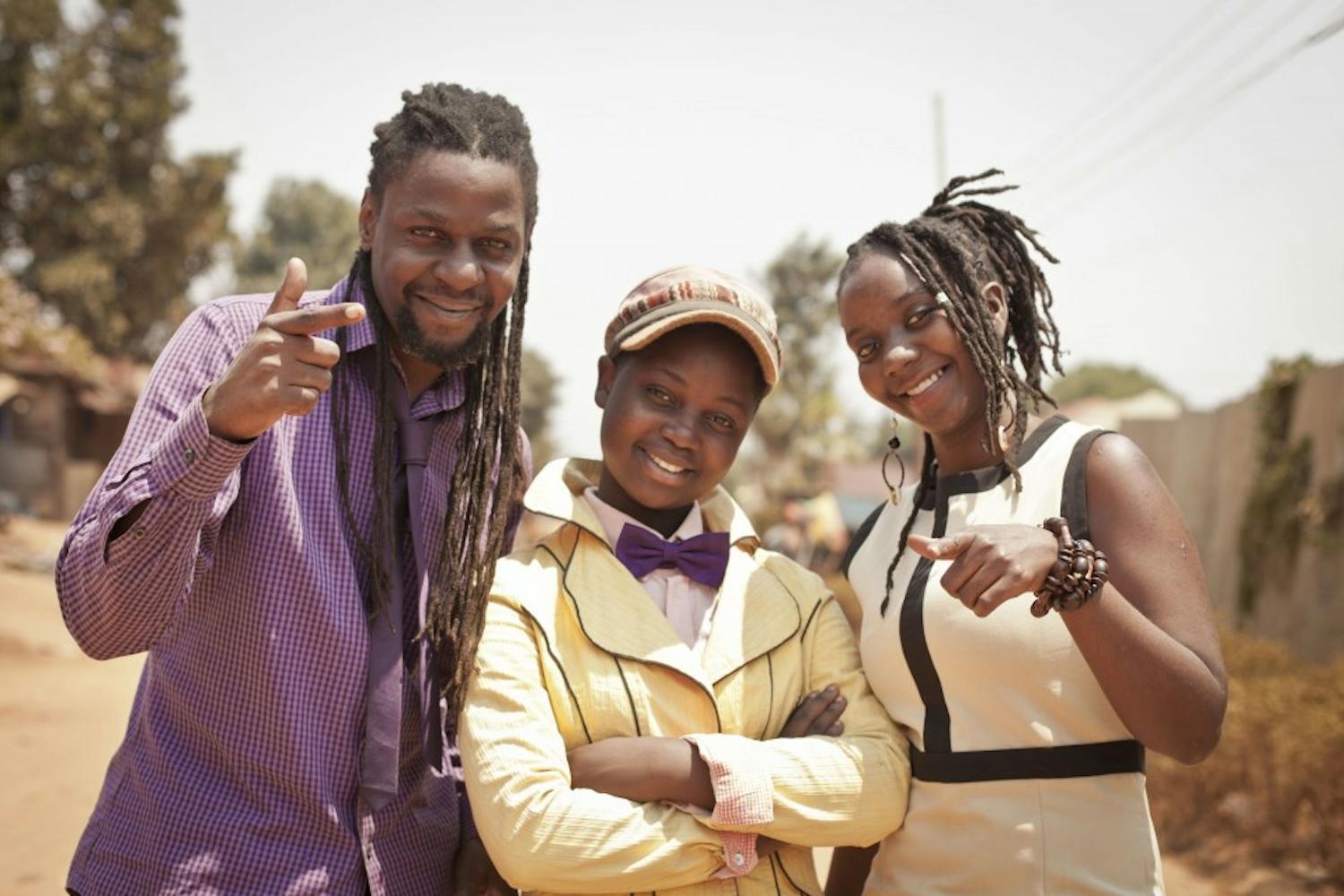 From left to right: NewzBeat Raporters Survivor Kaawonawo, Mc Loy and LLady Slyke.