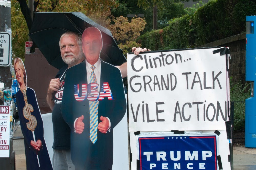 Bob (Springbrooke, PA)“Why Trump over Hillary? My sign sort of says a lot of it. . . . Hillary’s one of the most corrupt people that ever ran for presidency of the United States, and I’m worried about my country.” 