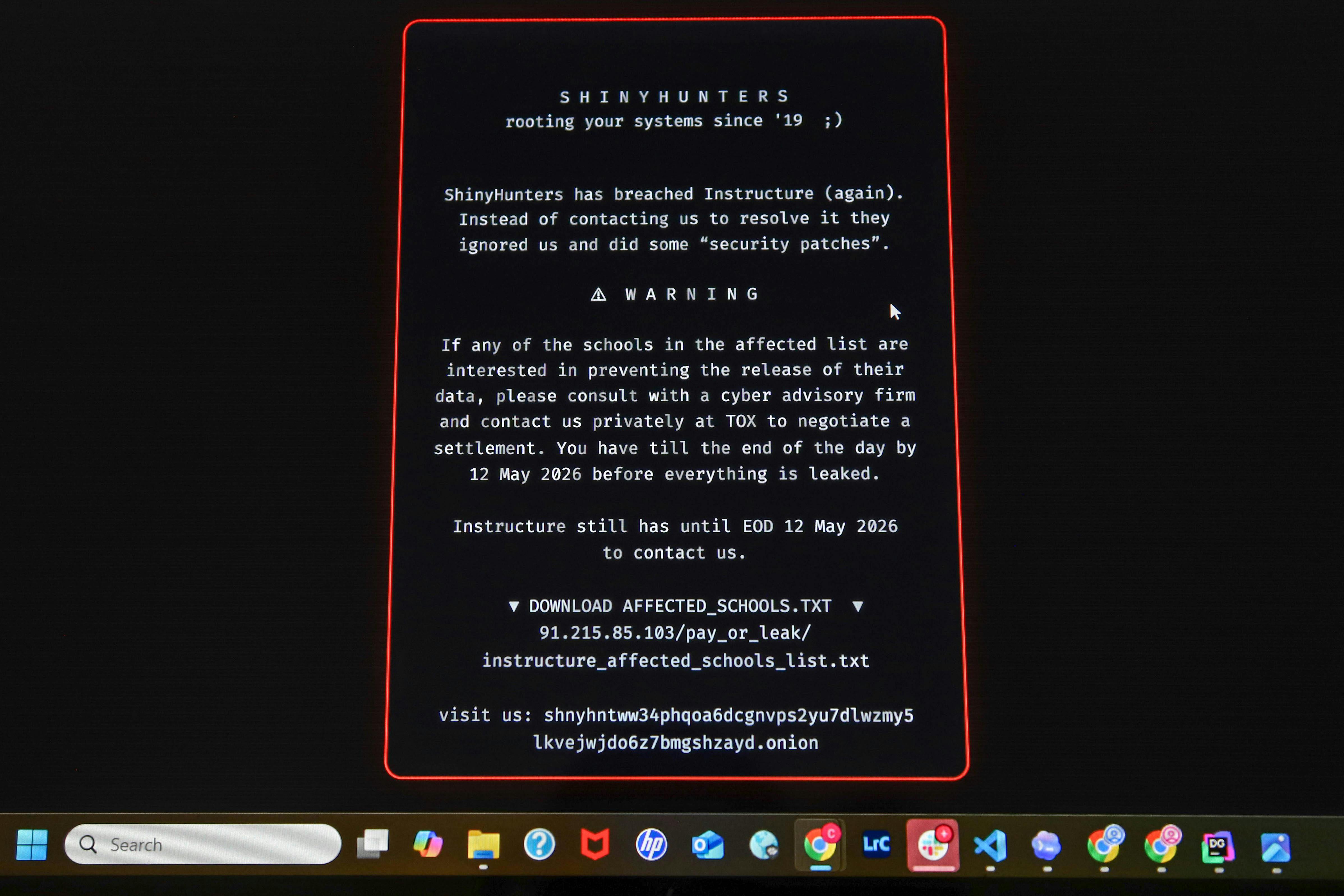 Hackergruppen ShinyHunters angriper læringsplattformen Canvas — image 1