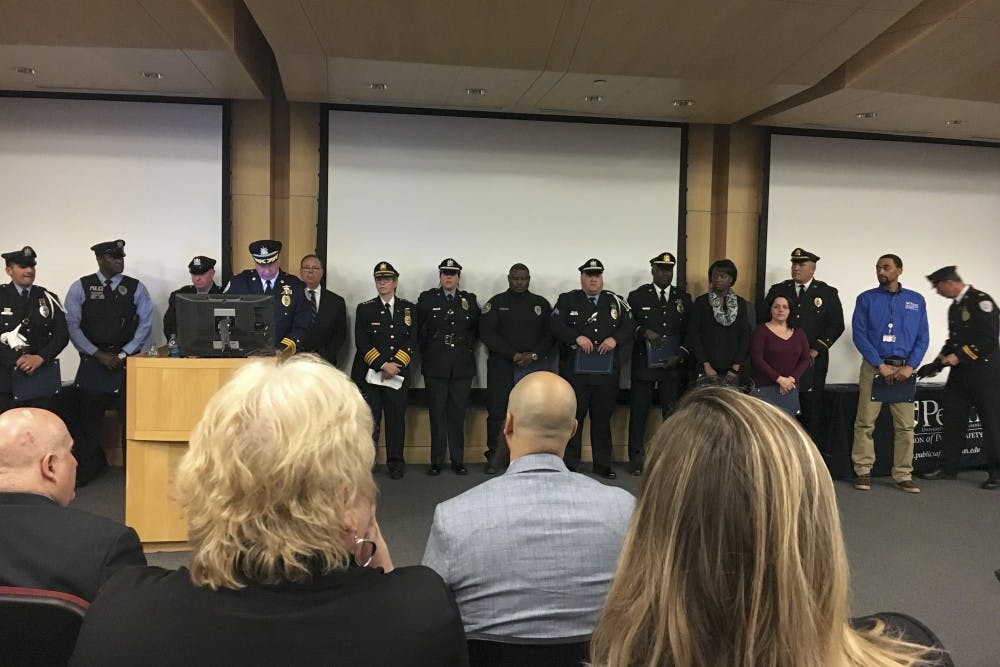 Among the many who were honored at the commendation were the individuals who helped the day a man entered Van Pelt Library with a machete. 