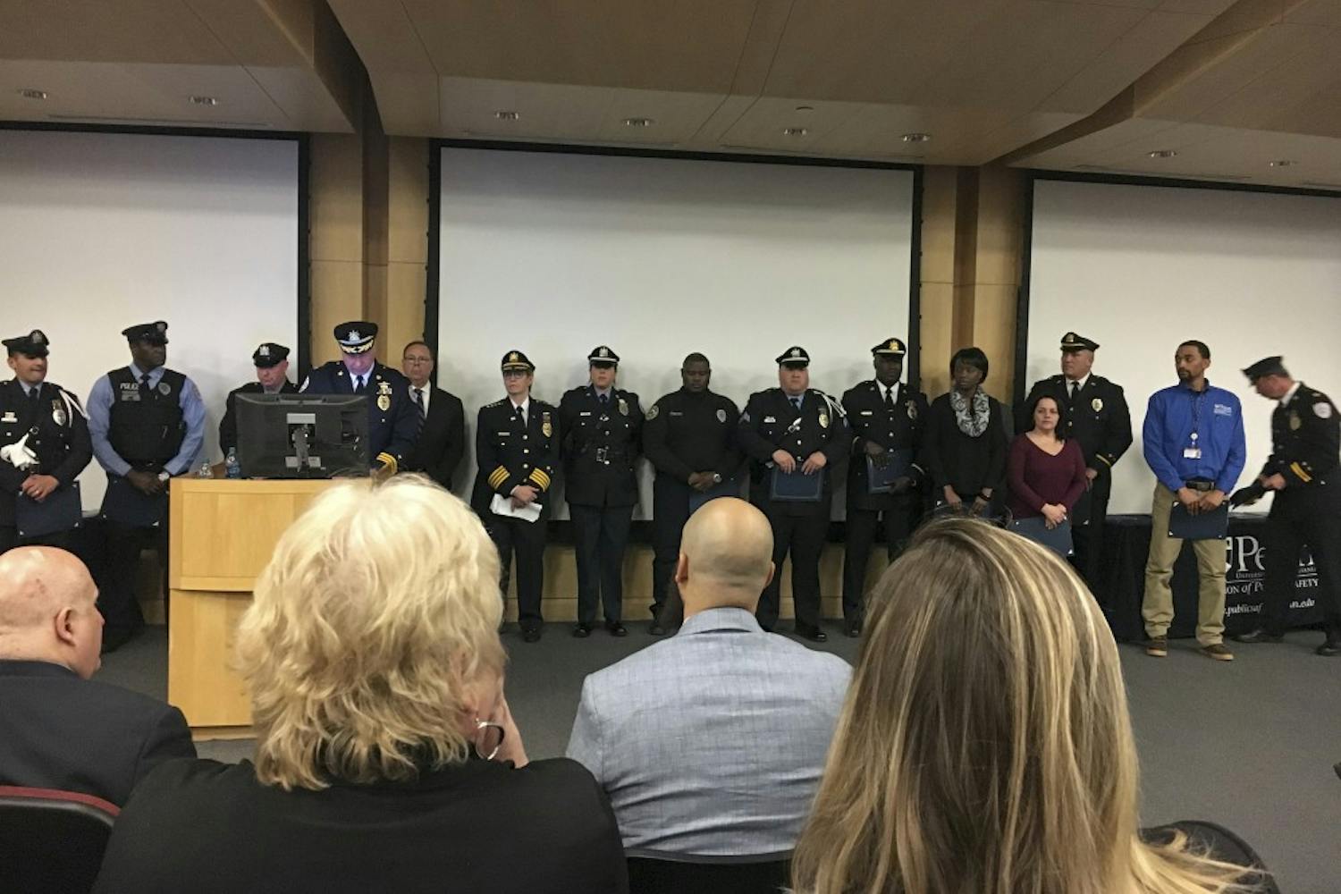Among the many who were honored at the commendation were the individuals who helped the day a man entered Van Pelt Library with a machete. 