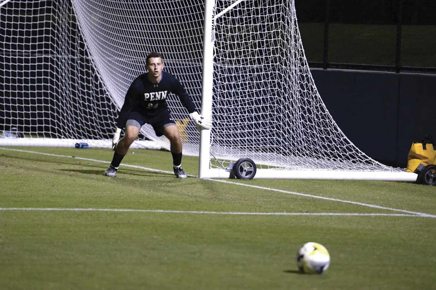 Nick Savino will start in goal for the Quakers on Tuesday.