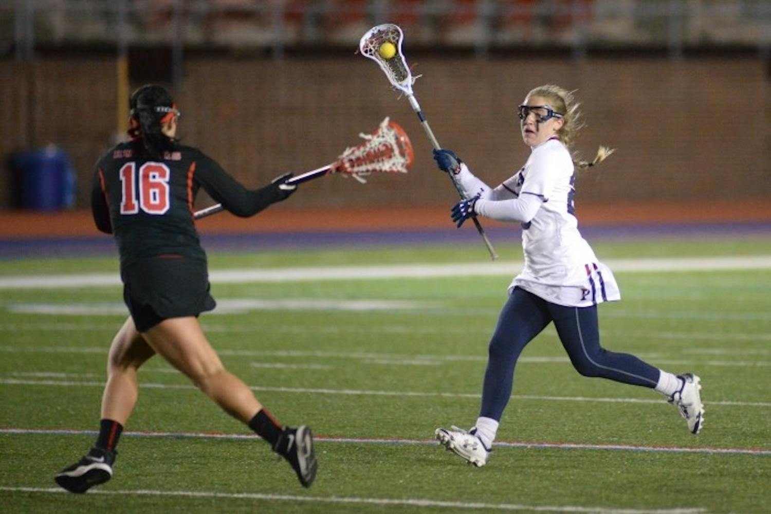 Senior attack Emily Rogers-Healion continued her scoring ways this past weekend, tallying two goals and four assists in Penn's 17-6 win over Dartmouth.