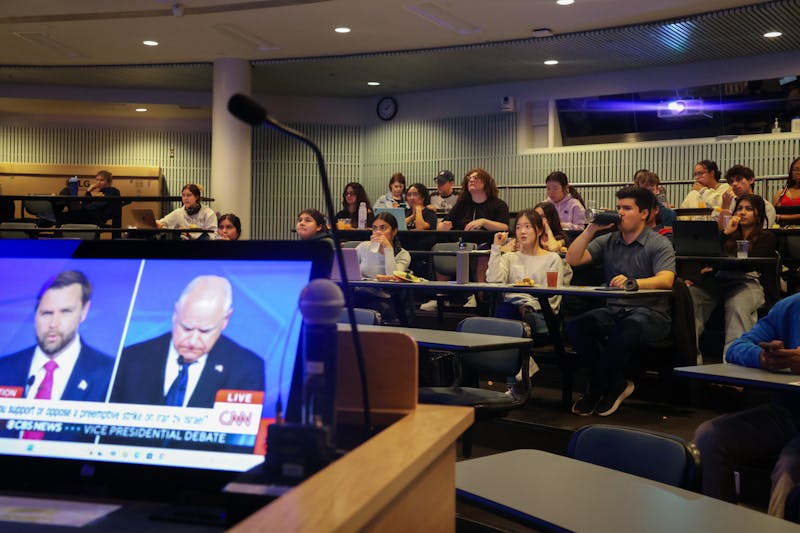 Penn students gather at vice presidential watch parties — and react to several Wharton model mentions