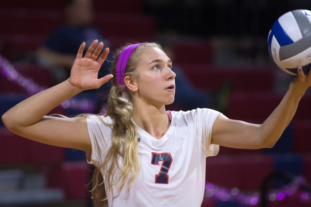 Senior Alexis Genske and the rest of Penn volleyball will look to improve their league-worst hitting percentage in their upcoming doubleheader.
