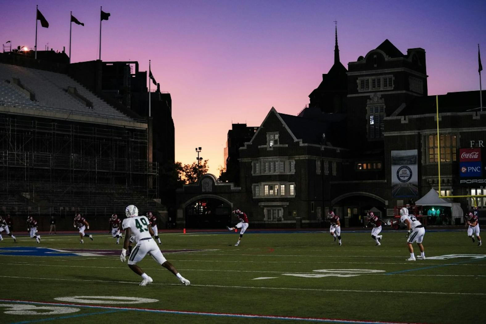 Football vs. Dartmouth Kickoff Franklin Field Purple Sky.jpg