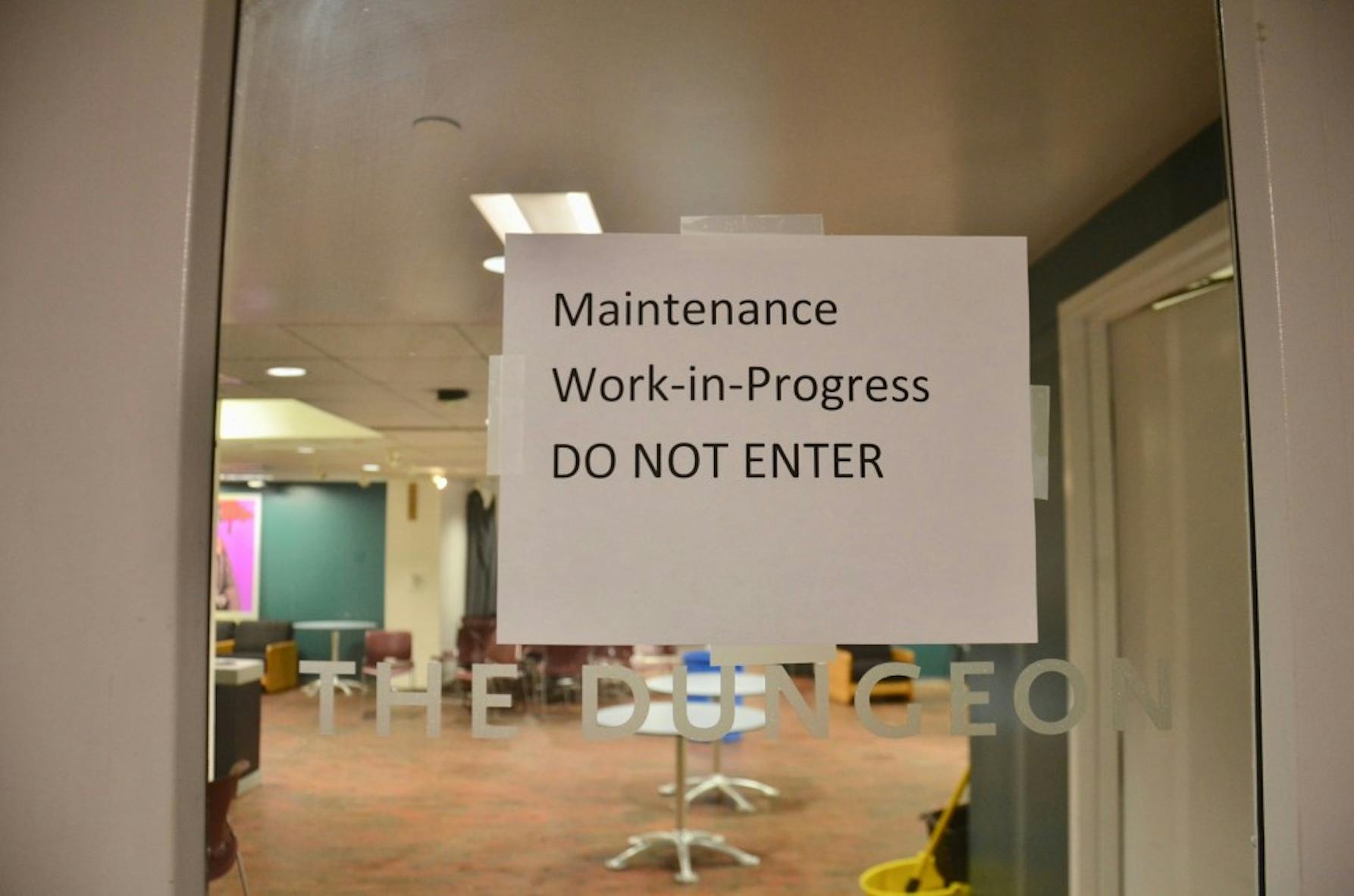 Harnwell Dungeon basement flood sign