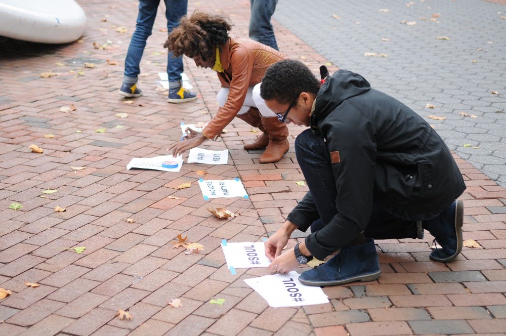 Ferguson Fridays - performance art outside of Van Pelt Library