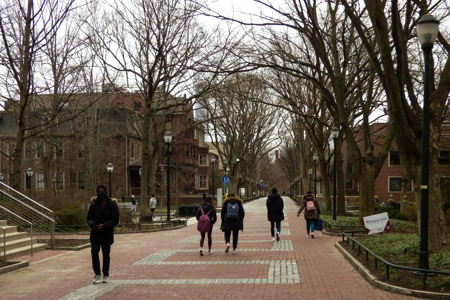 03-16-21 Locust Walk Masks Winter Spring Campus COVID-19 (Ezra Troy).jpg