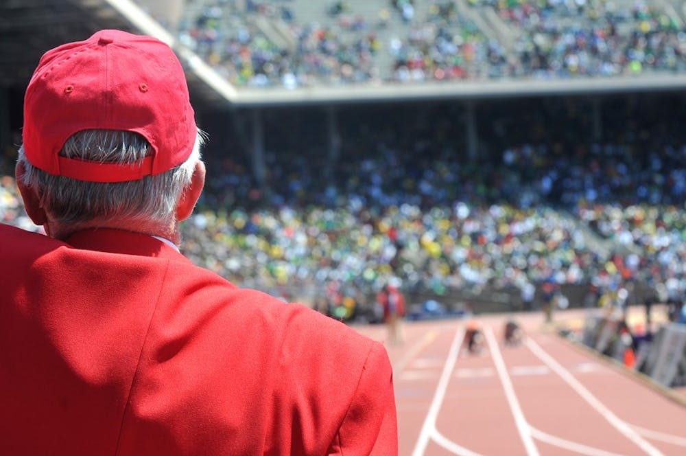 Penn Relays 2013, held at Franklin FIeld, featuring multiple Olympian athletes in the USA vs the World event