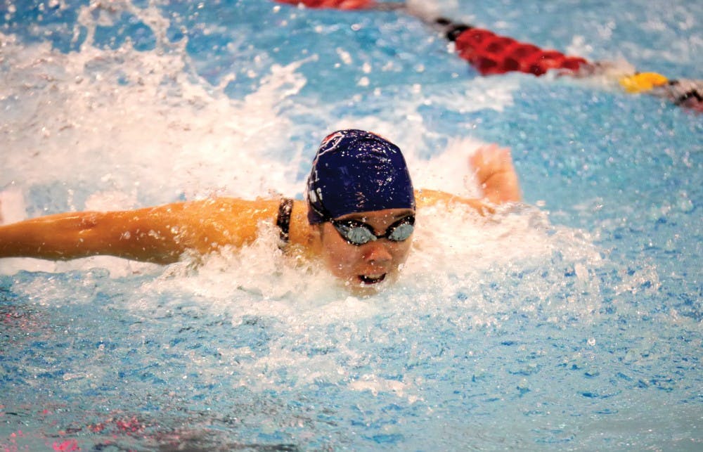 Women's swimming defeats Columbia 215-85 in their first home meet of the season, winning all 16 events and breaking 5 pool records.