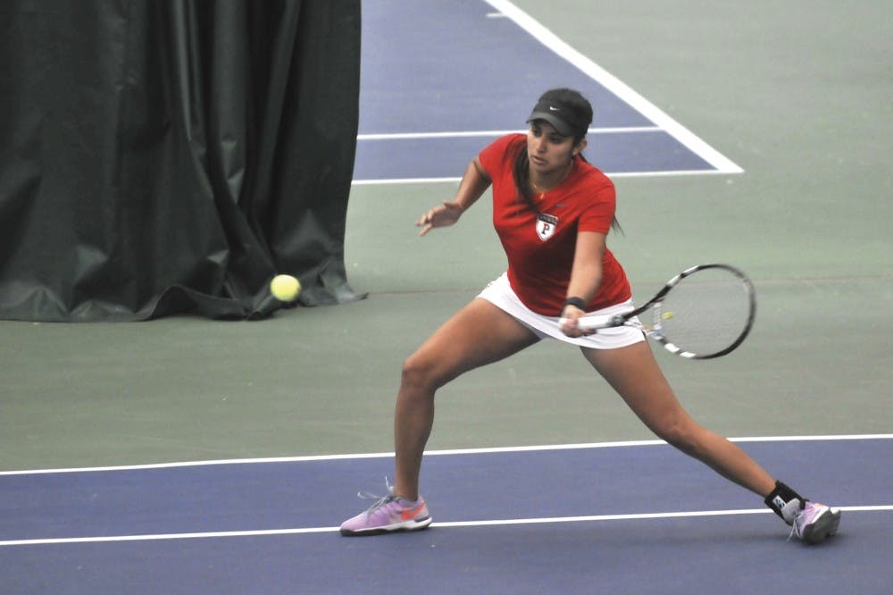 Freshman Ria Vaidya delivered one of just two Penn victories on Saturday. The Quakers as a team fell 5-2 to Ivy rival Princeton.