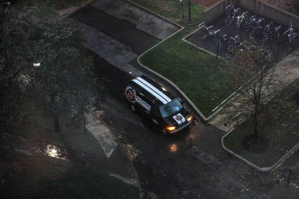 	During the onset of Sandy on Monday night, Jimmy John’s was still delivering on and around campus. 