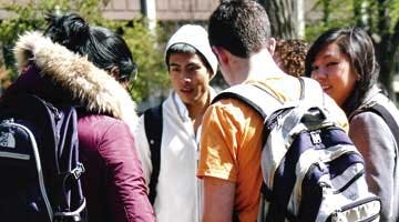 Students observe a moment of silence to honor Va. Tech
