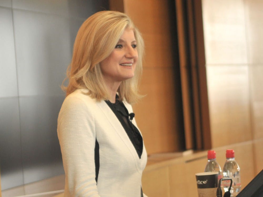 Arianna Huffington detailed the premise of her new book at a talk on campus on Monday.