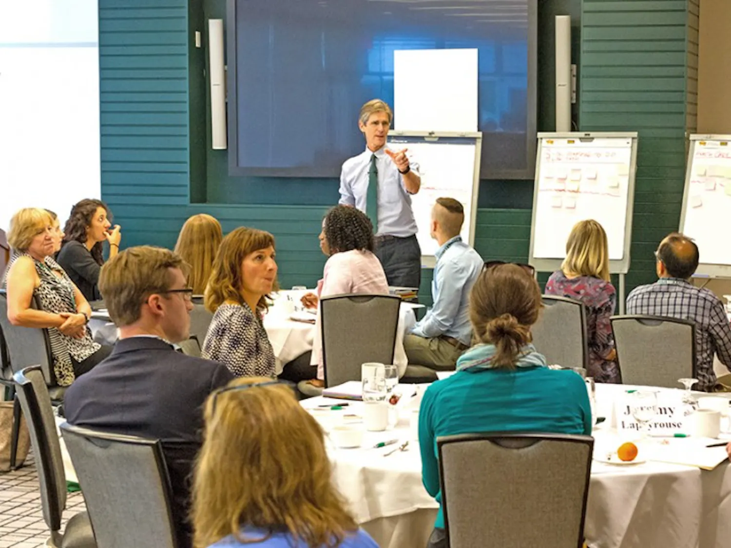 Participants in the College's online Masters of Public Health program met with faculty and peers on campus.