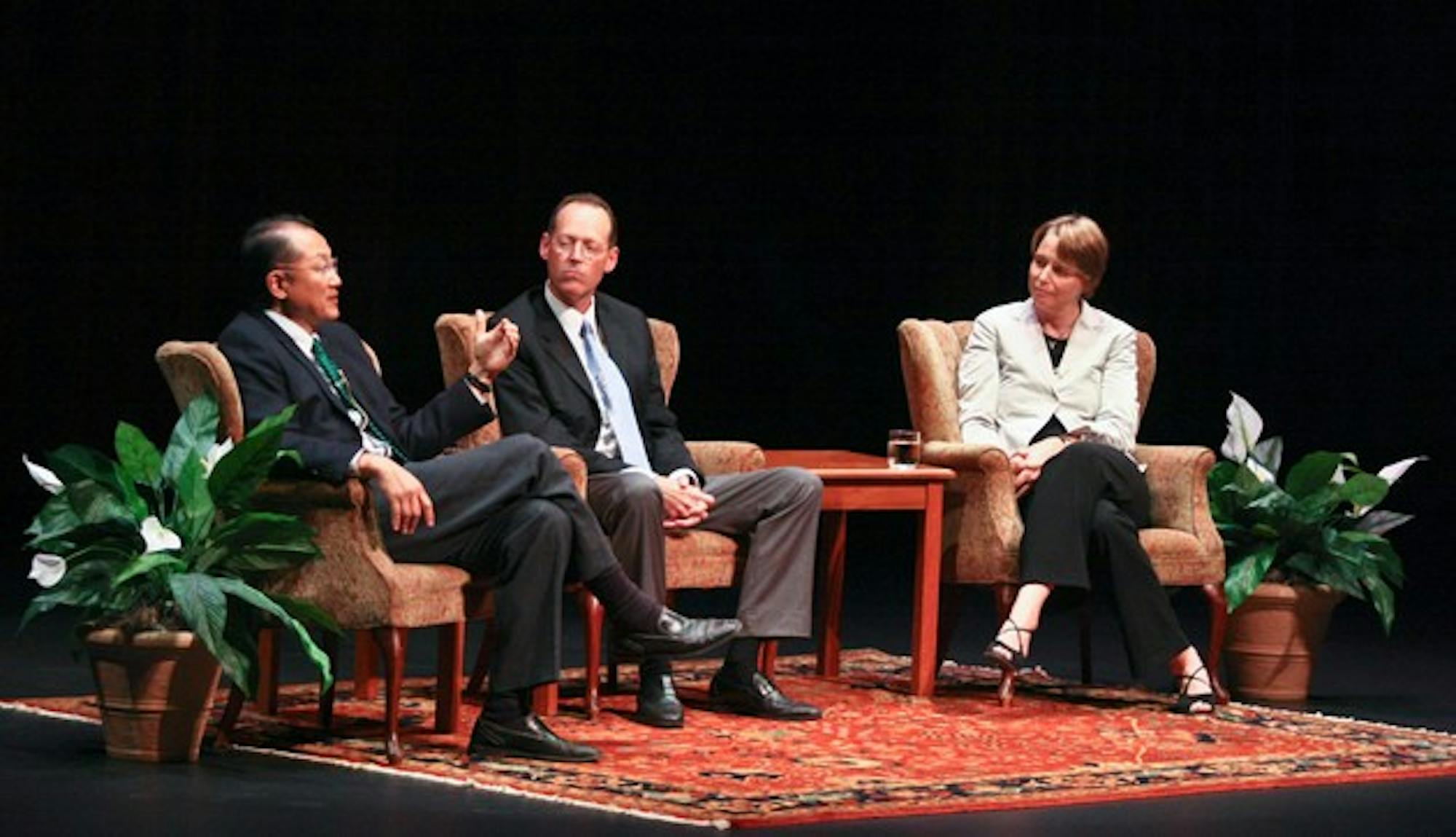 Partners in Health co-founders Ophelia Dahl, Paul Farmer and Jim Yong Kim, the College's president, addressed the Class of 2013 on Wednesday evening.