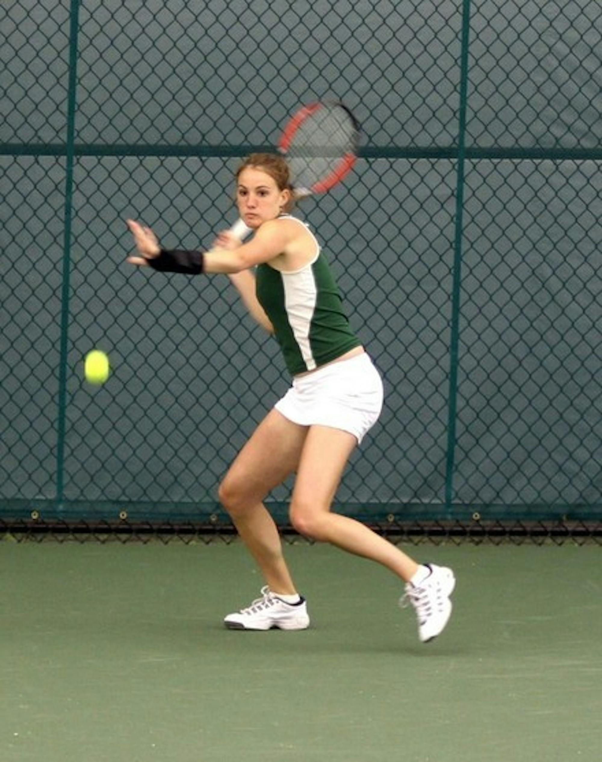 Team captain Lindsay Winingham '07 gave her Indiana opponent all she could handle in a losing effort during the A flight of the Deacon Classic.