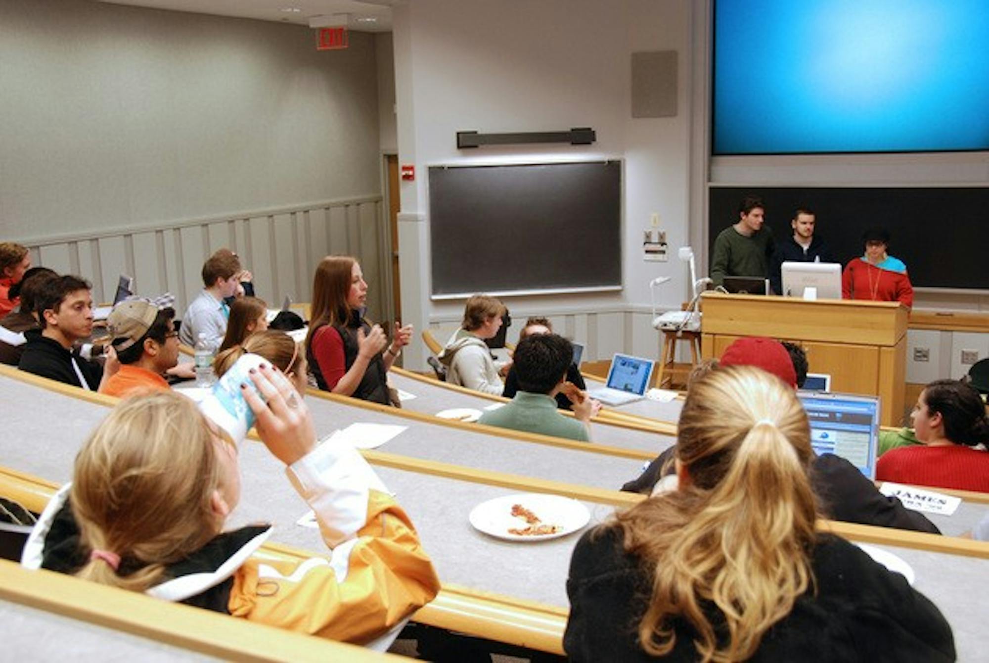 Tim Andreadis '07 presides over the Assembly meeting Tuesday, where the Student Government Review Task Force reported on its progress.