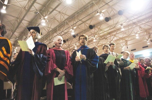 Dartmouth faculty join in singing the Dartmouth 