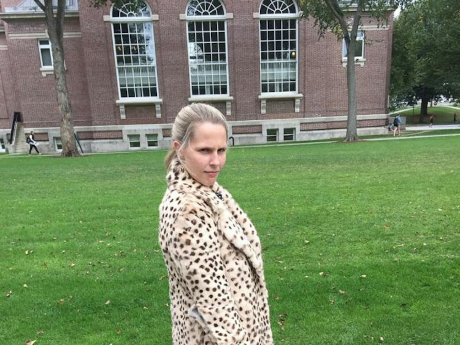 Mary Liza Hartong '16 rocks a knee length cheetah print jacket #swug.