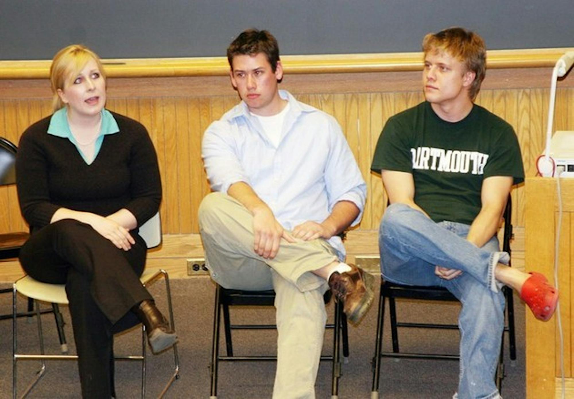 Student Body Presidential candidates, Chrissie Chick '07, Adam Patinkin '07 and Dave Zubricki '07 debated campus issues at Tuesday's Assembly meeting.