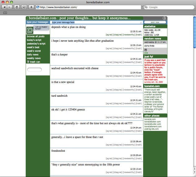 Since its return in September, BoredatBaker.com has been widely discussed among students and criticized by administrators.