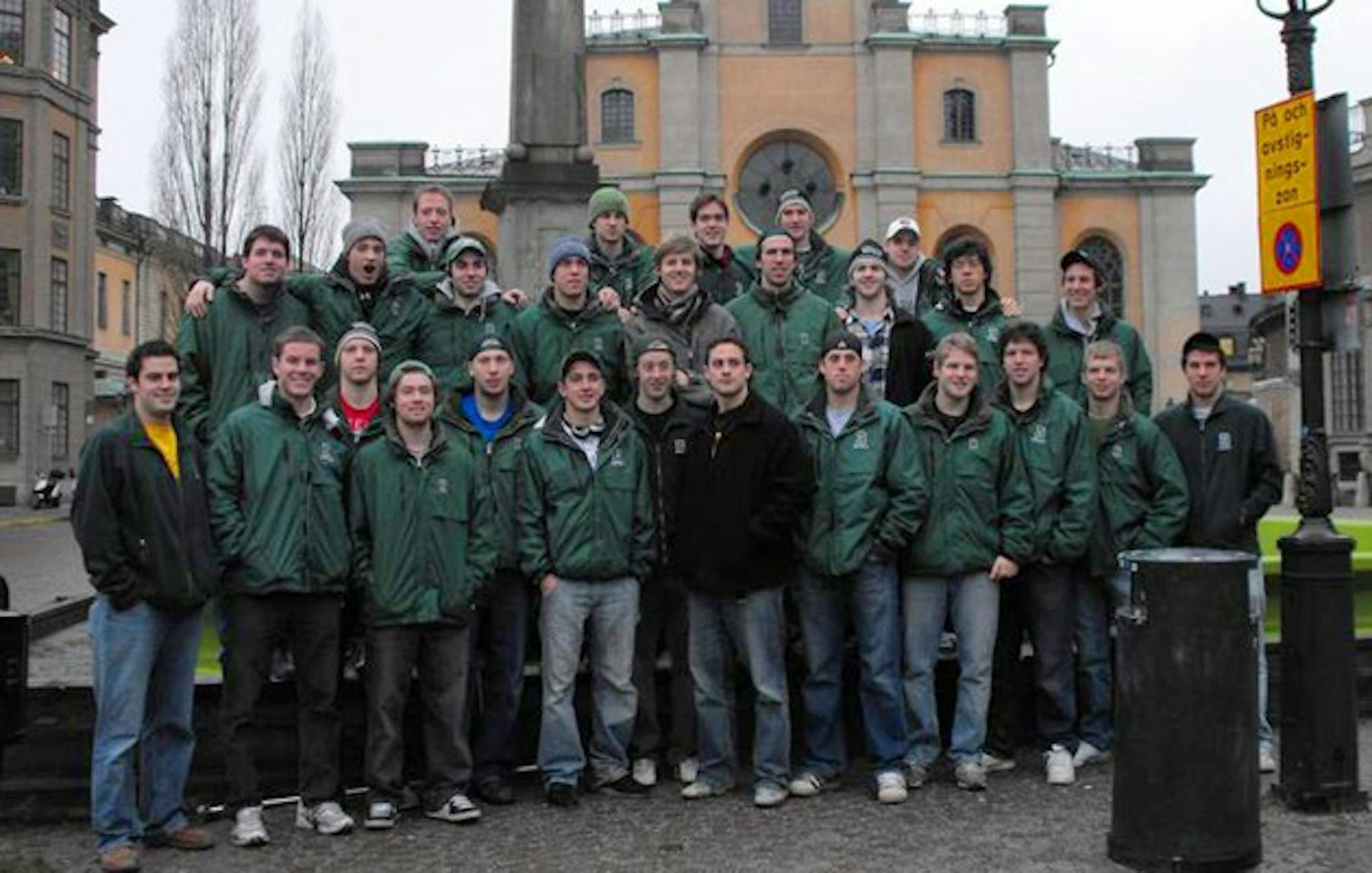 The men's hockey team had the opportunity to explore Stockholm between games on its winter break training trip.