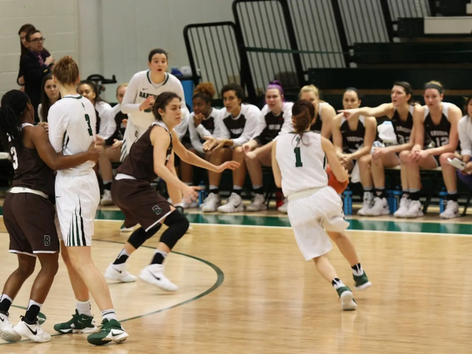 Point guard Cy Lippold ’19 (right) has emerged as a leader for the women’s basketball team, averaging 12.8 points per game.
