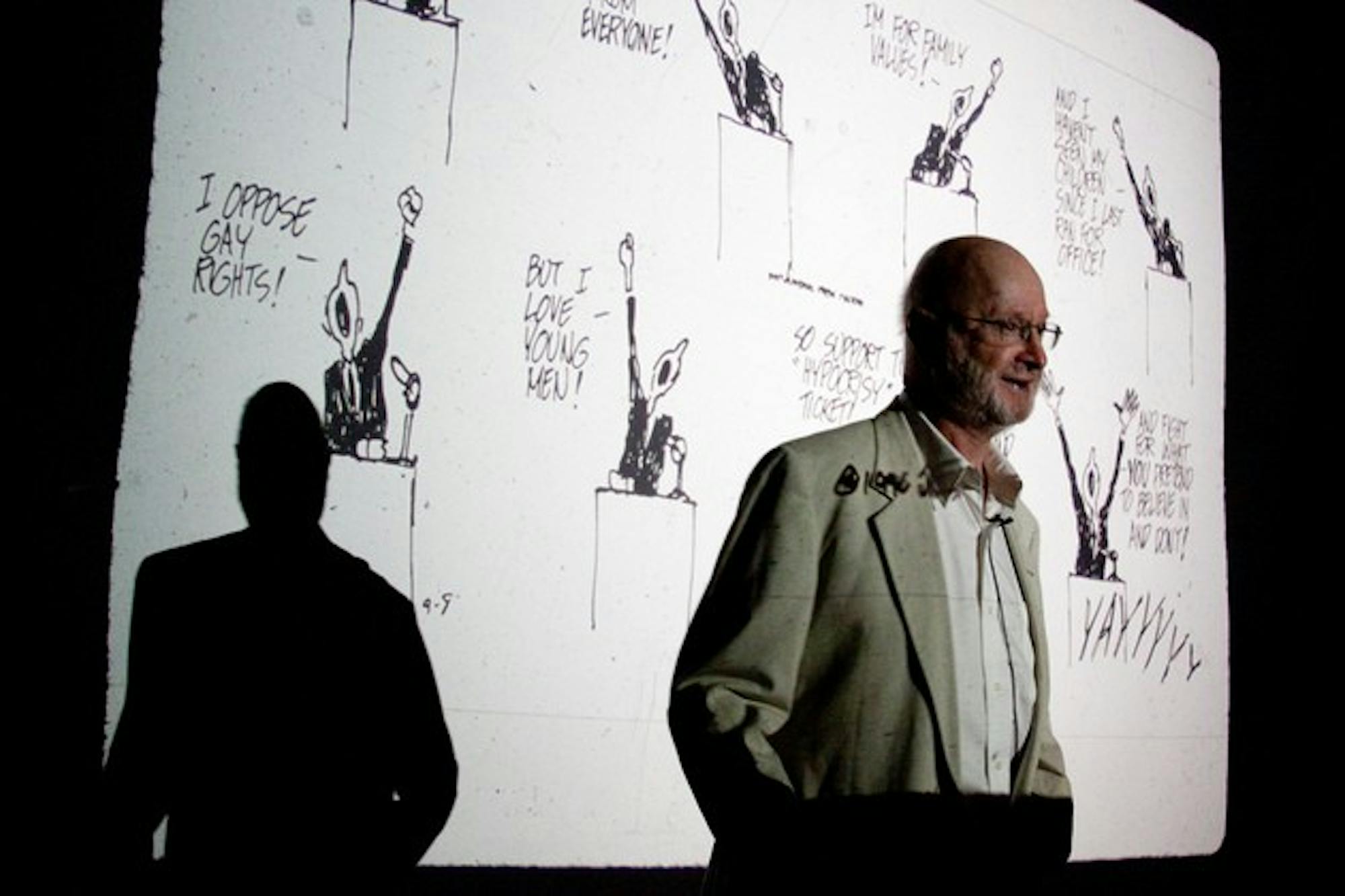 Pulitzer Prize-winning cartoonist Jules Feiffer poked fun at past U.S. presidents while presenting comics in his Montgomery Fellow lecture Wednesday.
