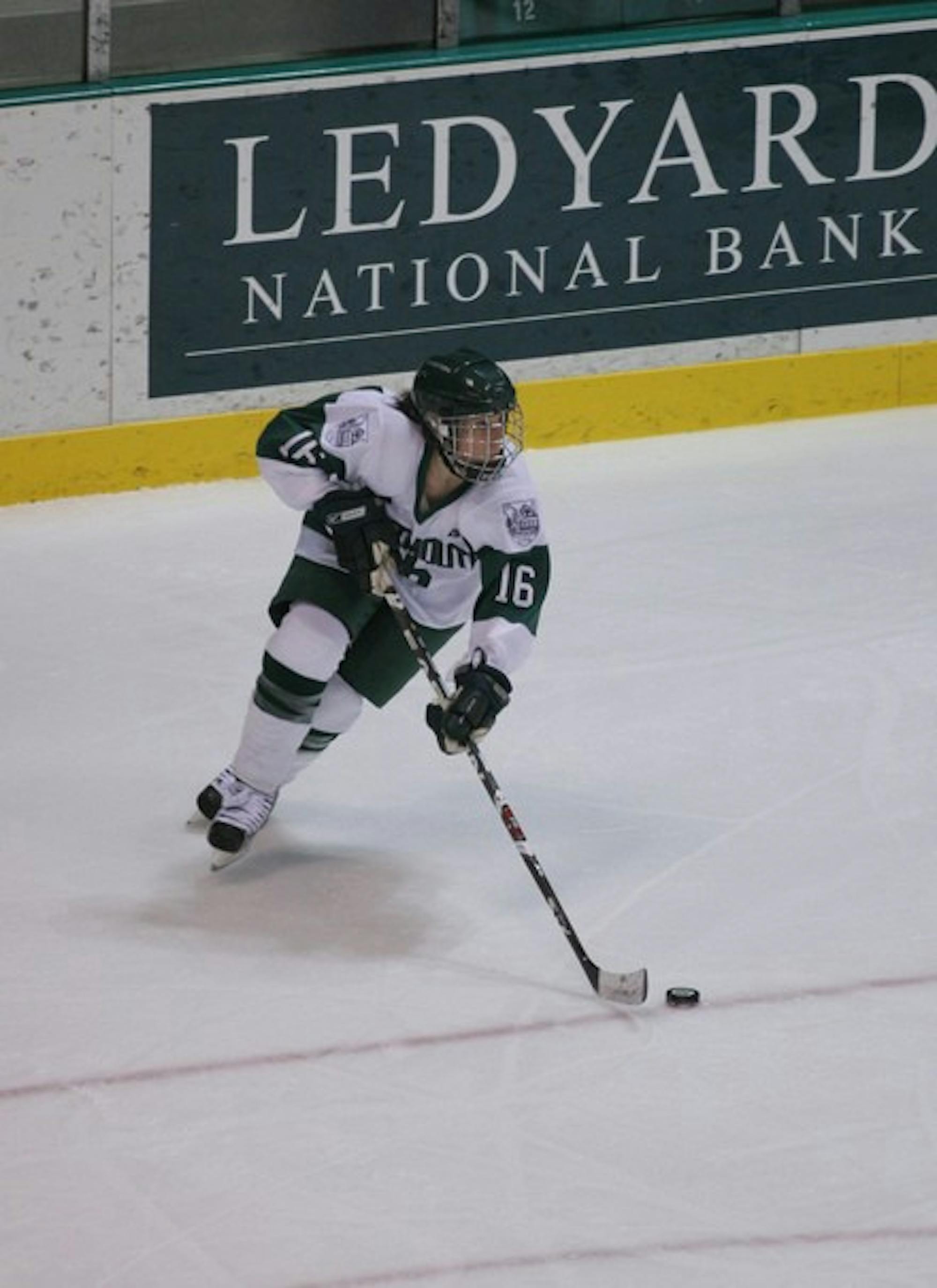 Forward Shannon Bowman '09 chipped in with two assists and six shots in the Big Green's 7-2 thrashing of Colgate on Saturday night in Thompson Arena.