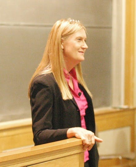 Jennifer Finney Boylan spoke to a crowded audience on Monday about living a transgendered life and its impact on her immediate family.