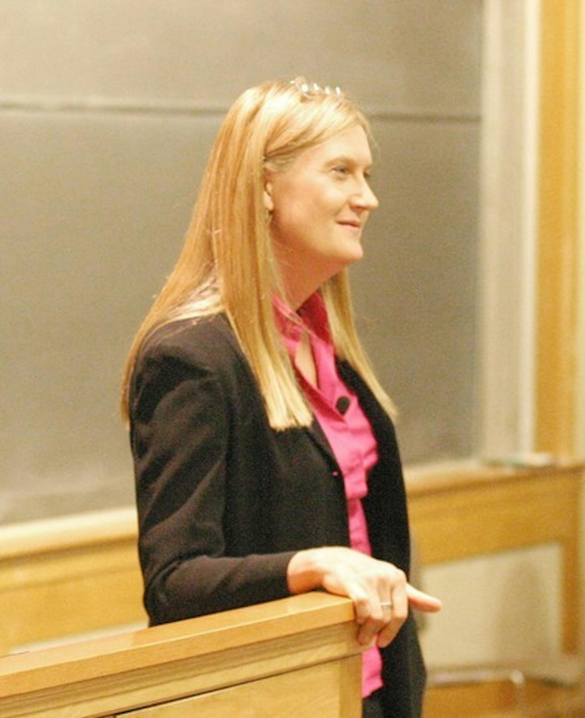 Jennifer Finney Boylan spoke to a crowded audience on Monday about living a transgendered life and its impact on her immediate family.