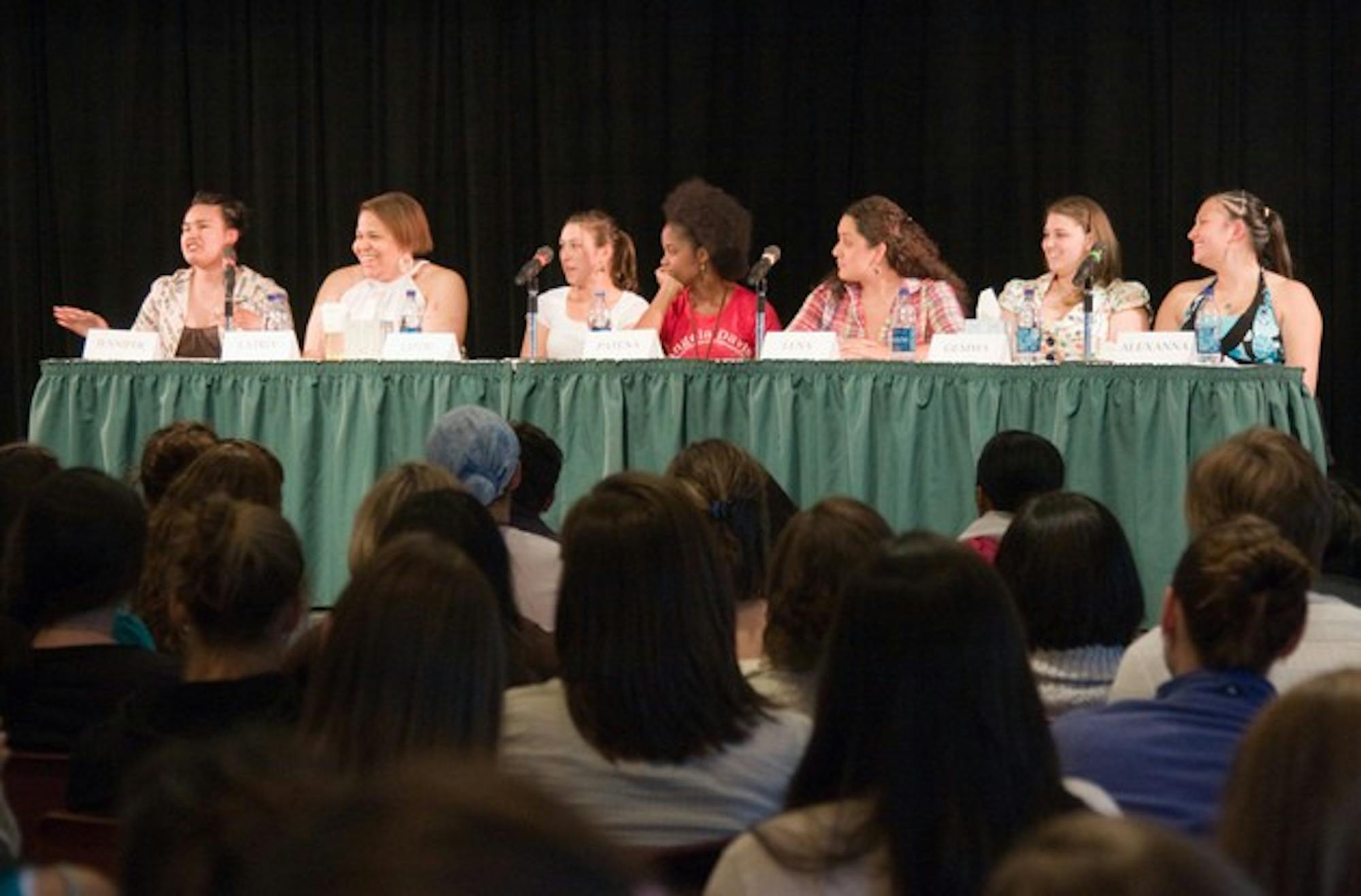 Senior women share personal stories at the Women of Dartmouth panel.