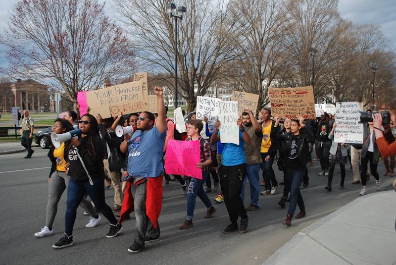 In May, students marched campus in solidarity with those protesting in Baltimore.