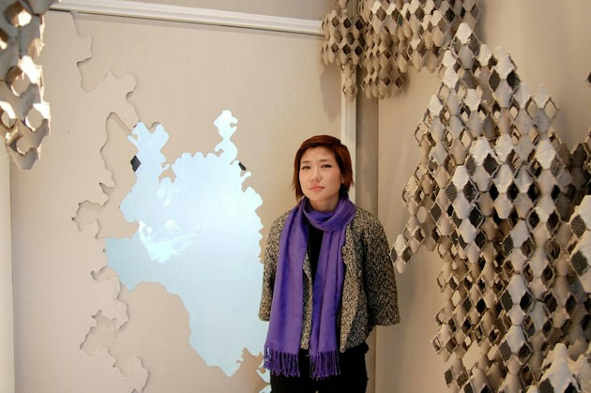 Professor Soo Sunny Park used egg crates and dry wall to construct 
