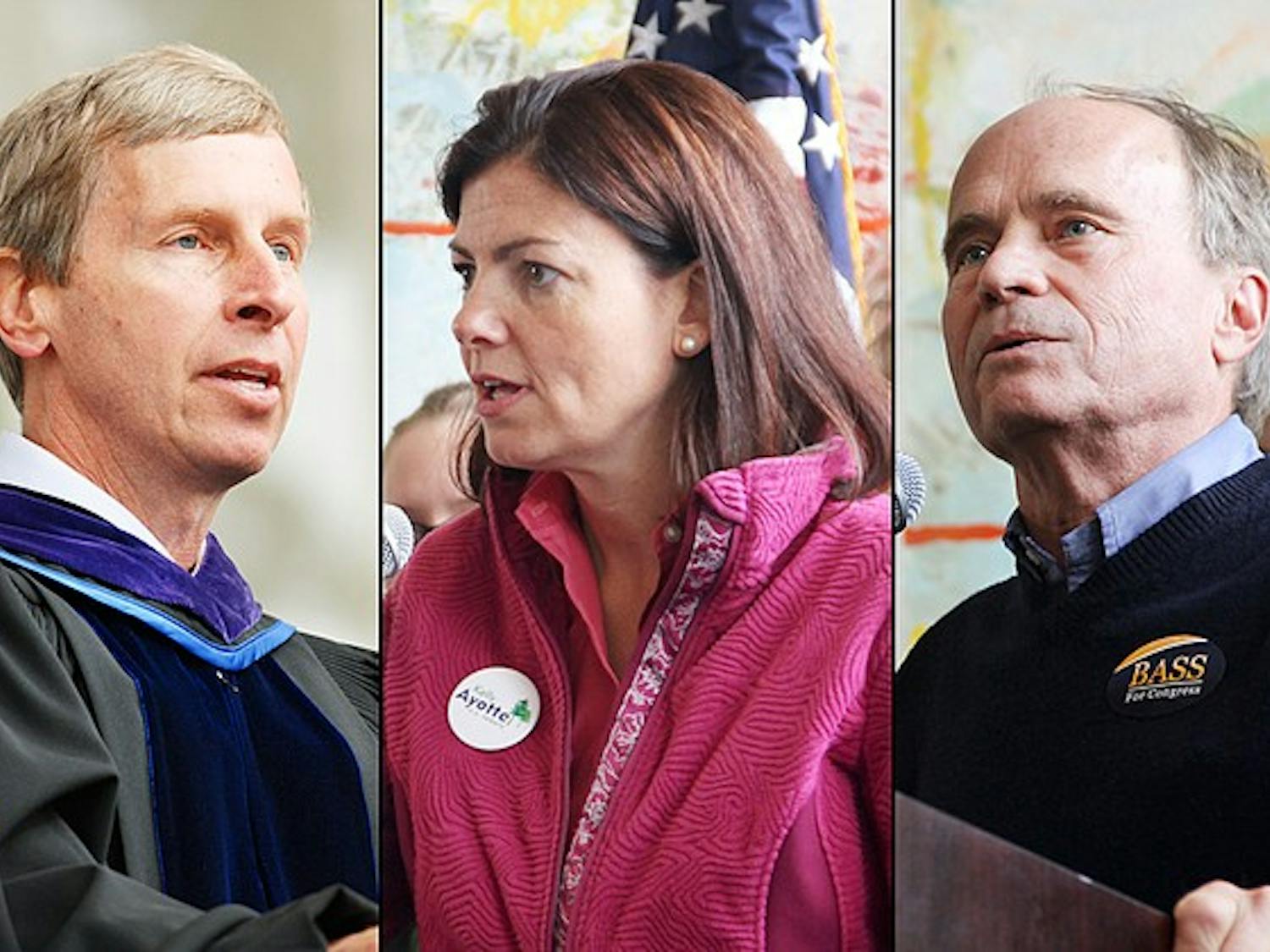 Democratic Gov. John Lynch, Senator-elect Kelly Ayotte and Congressman-elect Charlie Bass '74.