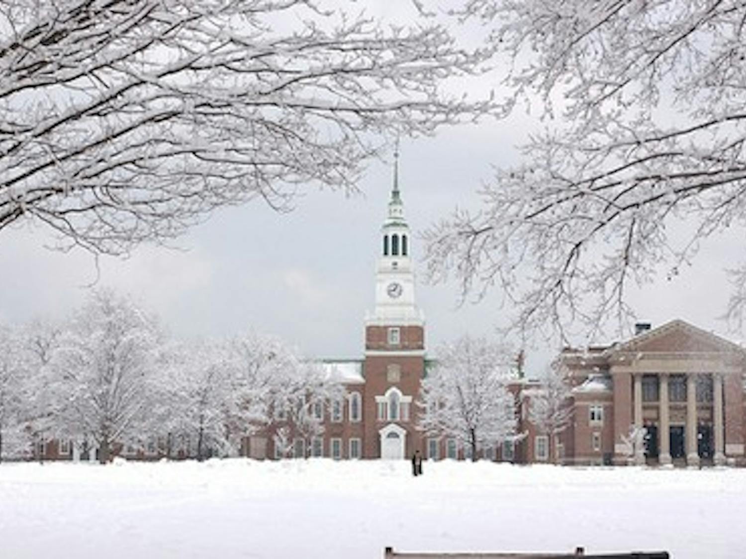 After an unusually warm day, the majority of the snow melted on the Green.