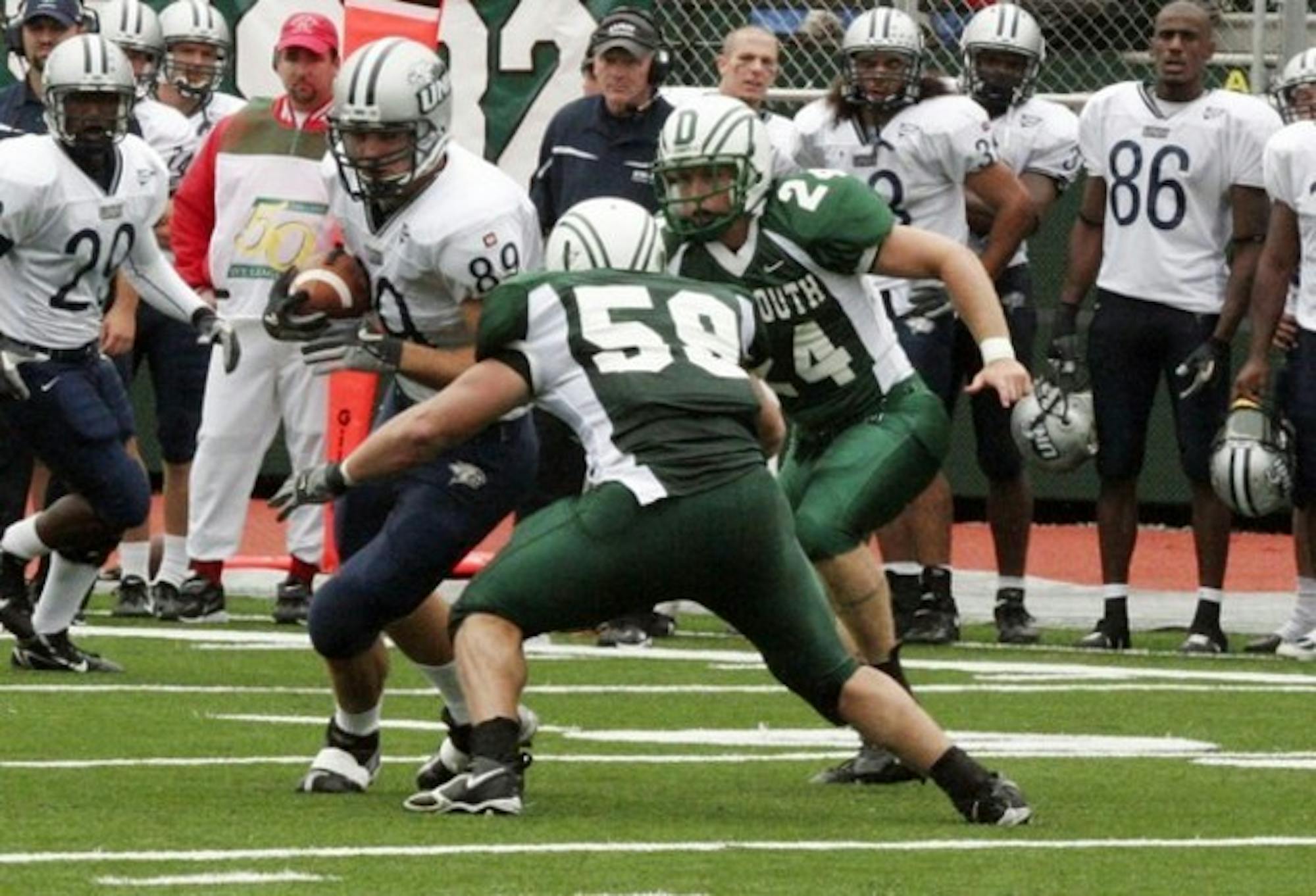 Dartmouth struggled to contain the UNH offense all afternoon on Saturday, falling to the No. 1 team in I-AA 56-14.